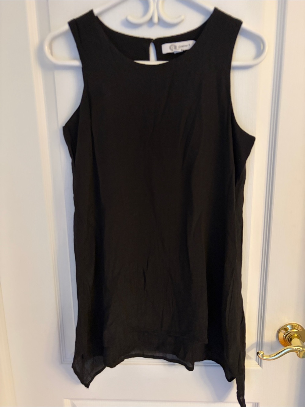 Christina B Sleeveless Black Tunic Tank with Keyhole Back